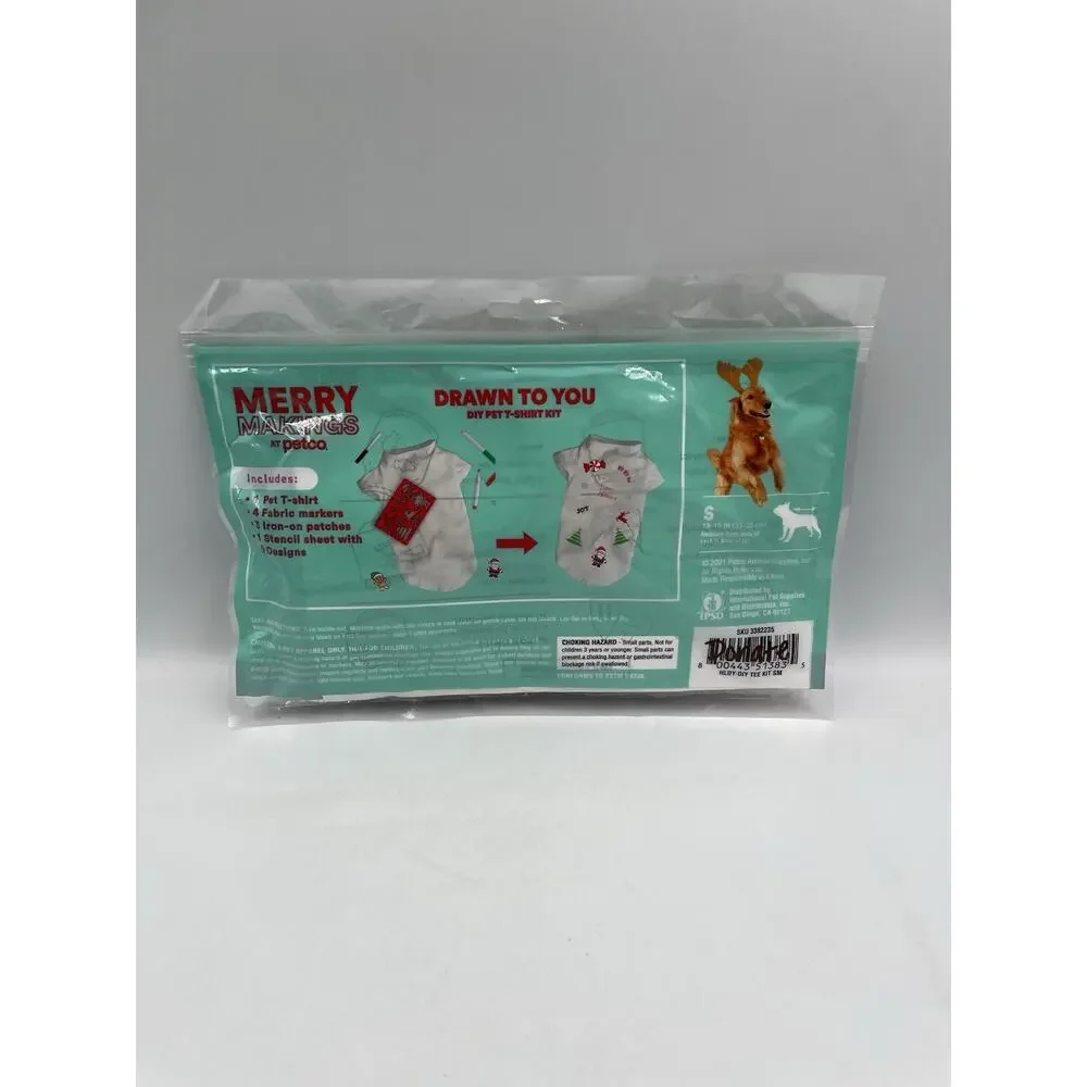 Merry Makings Drawn To You DIY Pet T-Shirt Kit Petco-Shirt/Markers Size XSmall
